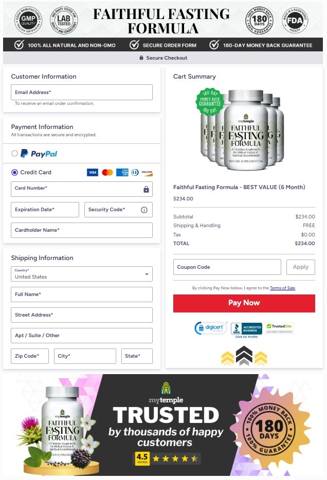 Faithful Fasting Formula secure checkout